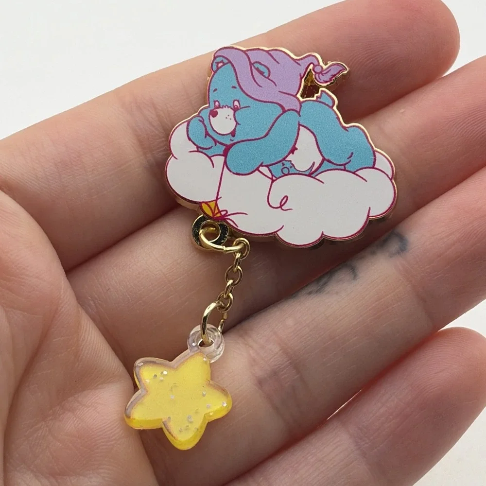 Care Bears Bedtime Bear On A Cloud Star Charm Cartoon Enamel Lapel Hat Pin